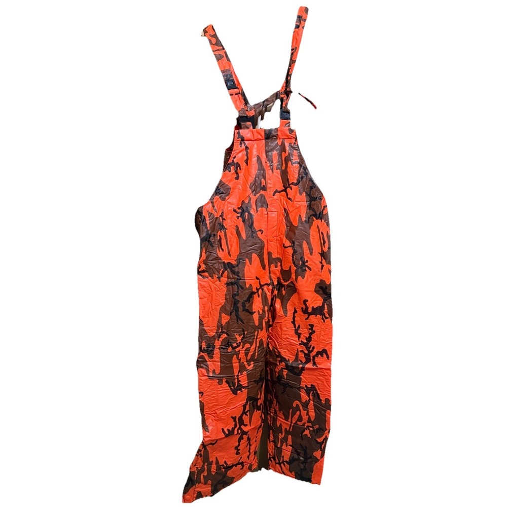 VINTAGE WATER RESISTANT HUNTING‎ BIB MENS LARGE BLAZE ORANGE CAMO WOODFIELD